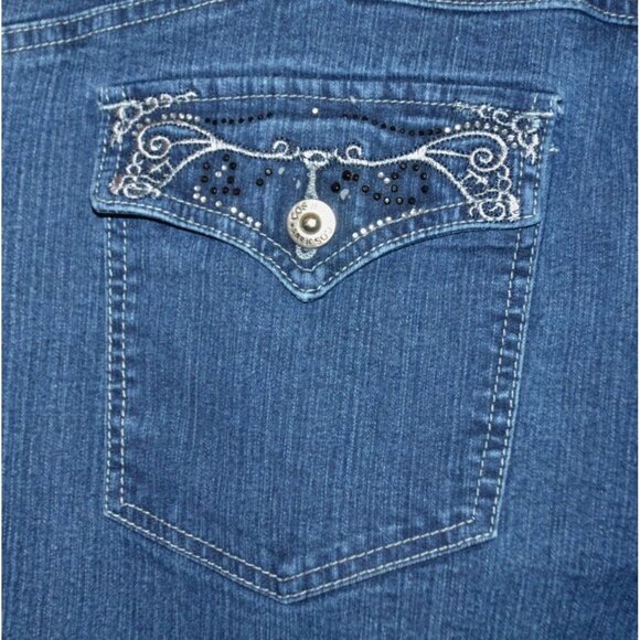 Cos Jeans Blue Denim Jeans Plus Size 22W Embroidered Boot Cut Stretch Western - Picture 6 of 10